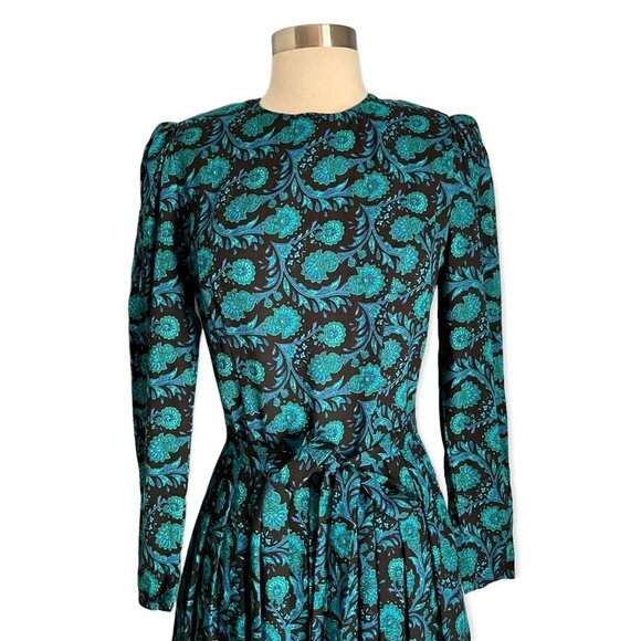 Vintage 70’s Lanz Originals Pleated Floral Paisley Print Midi Dress Secretary - Picture 3 of 8